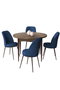 Hanah Home Juego de Mesa y Sillas de Comedor de 5 Piezas Barroco y Azul Marino